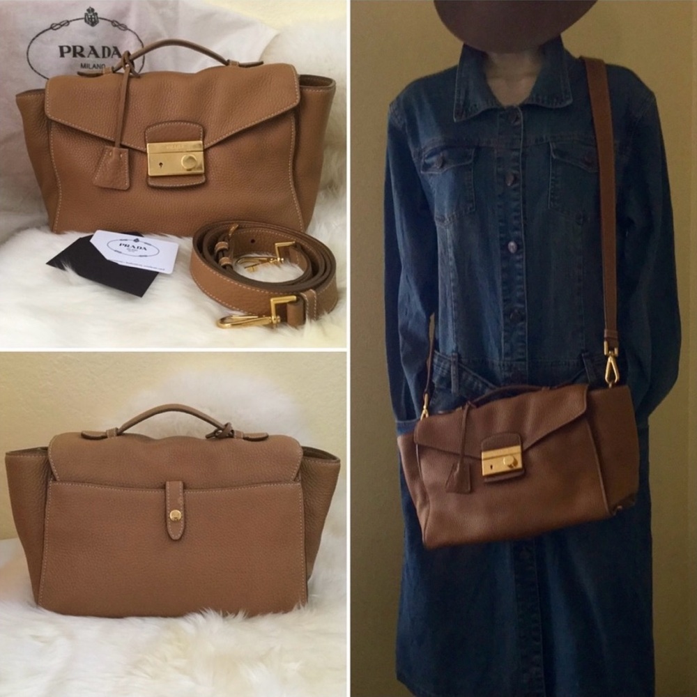 3Way #Prada Vitello Daino Caramel Calf
Leather Bag - Picture 2 of 9